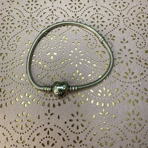 Pandora silver charm bracelet with heart clasp